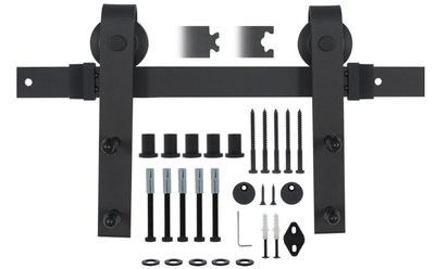 7.5 Ft Sliding Barn Door Hardware Powder Coated Black With 2m Rail