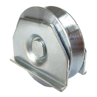 difference sizes V groove double bearings silver zinc plated sliding gate support wheel with double plates