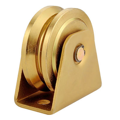 heavy duty Y groove double bearings zinc plated sliding gate support wheel with exterior bracket