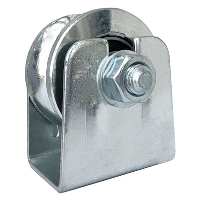 various sizes round U groove double bearings zinc plated sliding gate support wheel with exterior adjustable bracket