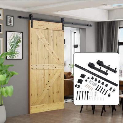 Matte Black Steel Sliding Barn Door Hardware Wall Mounted