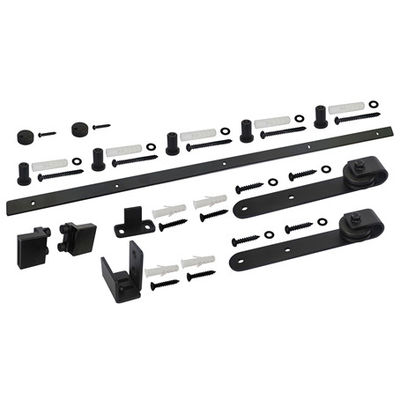 Mini Bent Plate Barn Door Roller Sliding Cabinet Door Kit Black