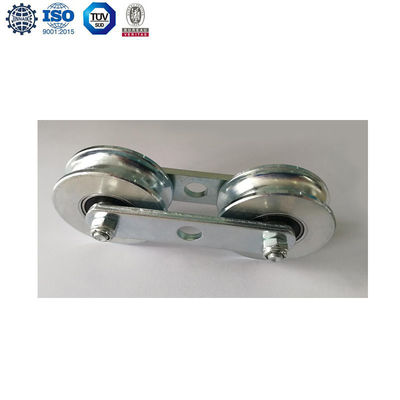 ISO9001 Galvanized Banana Cableway Roller Trolley Pulley With Chains For Banana Farm