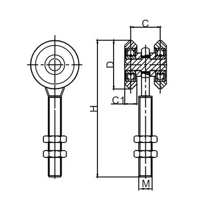 0.98&quot; 25mm Sliding Gate Hanger Roller With Bearings Two Wheels