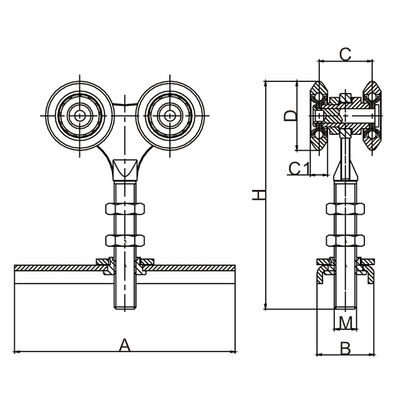Industrial Sliding Track Roller Hanging Barn Door Rail Trolley Wheel Double Dia 38mm