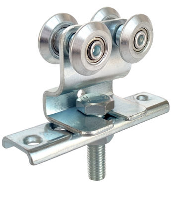 Silver Zinc Steel Hanging Door Rollers Rail 22mm  With Adjustable Bolt