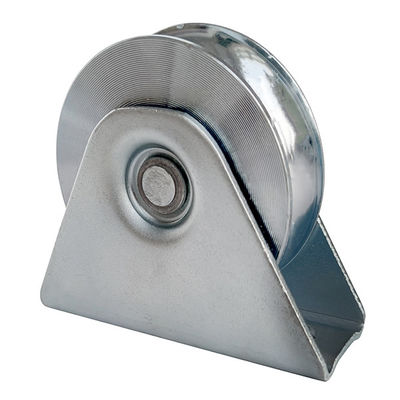 difference sizes round U groove double bearings galvanized steel sliding gate support wheel with exterior bracket