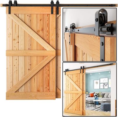 2.25 Thick Barn Gate Hardware Ceiling Mount 8ft Double Sliding Barn Door Hardware Black