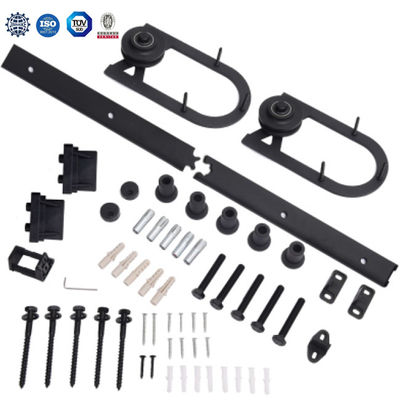 2.25 Thick Barn Gate Hardware Ceiling Mount 8ft Double Sliding Barn Door Hardware Black