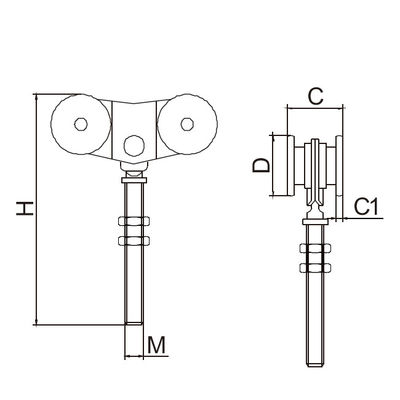 Glass Door Hanging Roller Wheel 4 Round Plate Style 33.5mm