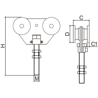 4 Wheels Hanging Door Rollers Trolley 47mm Roller