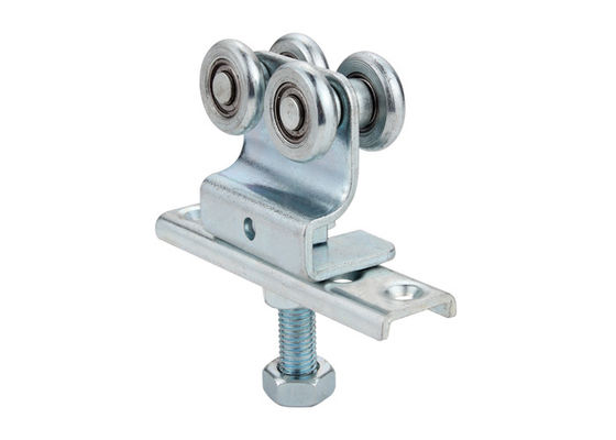 4 Rollers Runner Hanging Door Roller Assembly Iron Zinc Silver