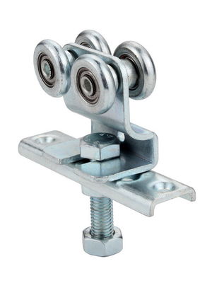 4 Rollers Runner Hanging Door Roller Assembly Iron Zinc Silver