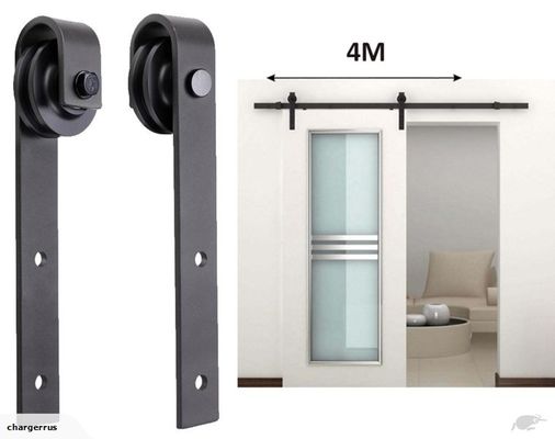 8 Foot  6ft  7 Ft 4ft Double Barn Door Hardware Kit Wooden Door Black Metal Iron Powder
