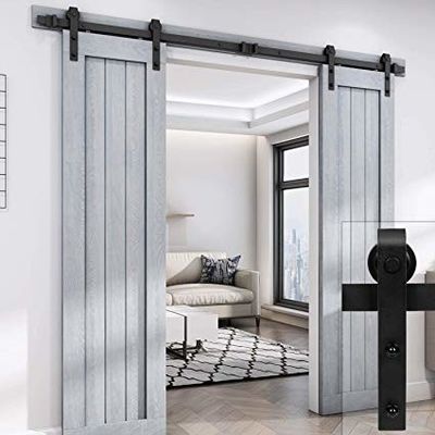 Double 144 Inch 12 Foot  6.6 Ft Bypass Sliding Barn Door Hardware Hangers Kit Interior
