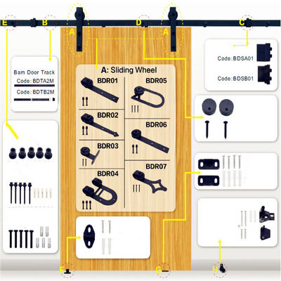 Top Mount Sliding Door Hardware Track Rollers Interior