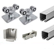Silvery Gold  zinc plated Complete KIT for 5 Wheels Cantilever Gate System for Medium Gates