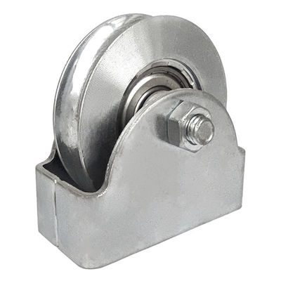 U groove single bearing galvanized steel sliding gate wheel with exterior round support box