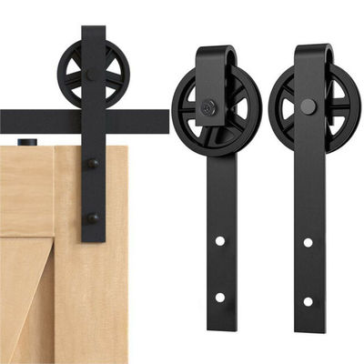 5.5ft 48 Inch Bypass Spoke Wheel Barn Door Hardware Garage Closet Carbon Steel Flat Track