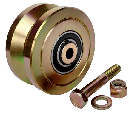 4.02&quot; 102mm iron sliding gate caster wheels roller trolley with screw surface yellow galvanized