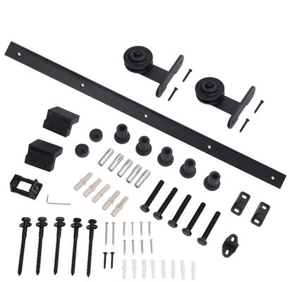 6.6ft Bypass Barn Gate Hardware Hanging Top Mount Barn Door Track And Rollers