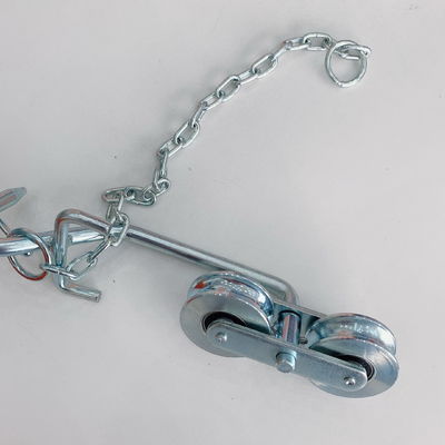 White Zinc Banana Cableway Rollers System With Chain  Heavy Duty Ball Bearing D64mm
