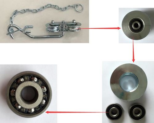 White Zinc Banana Cableway Rollers System With Chain  Heavy Duty Ball Bearing D64mm
