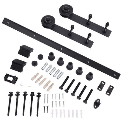 6.13kg 8ft 60 In Barn Door Hardware Industrial Hanging Door Rollers Straight Plate