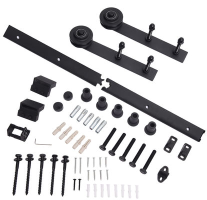 6.13kg 8ft 60 In Barn Door Hardware Industrial Hanging Door Rollers Straight Plate