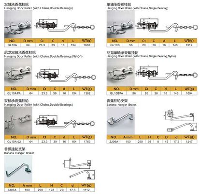 56mm-64mm Iron Steel Zinc Silver Cableway Banana Farm Trolley Roller Pulley