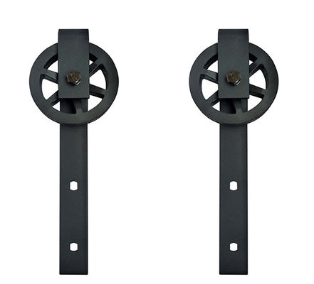 Single Strap Hangers Black Big Spoke Wheel Roller For Barn Door Hardware