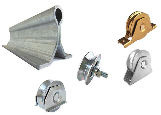 Metal Floor Bolt Down Sliding Gate Track Hardware And Wheels Embedded U Shape Groove