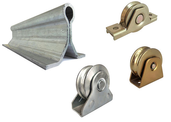 Metal Floor Bolt Down Sliding Gate Track Hardware And Wheels Embedded U Shape Groove