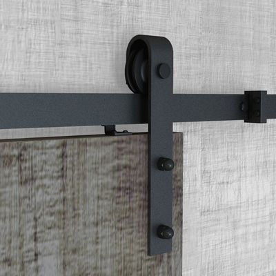 Double Interior Barn Door Hardware Kit Matte Black Wall Mounted