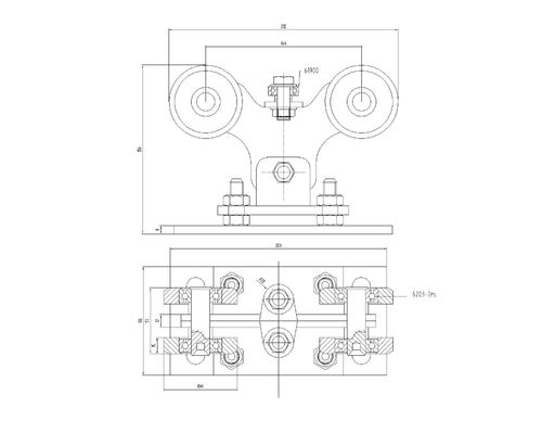 6203 Bearing Sliver Zinc Adjustable Sliding Gate Roller With 8 Rollers