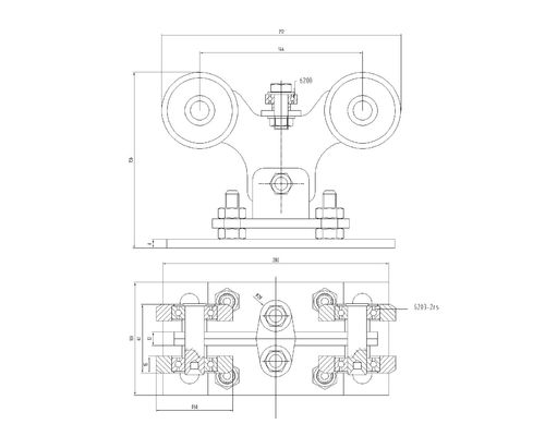 6203 Bearing Sliver Zinc Adjustable Sliding Gate Roller With 8 Rollers