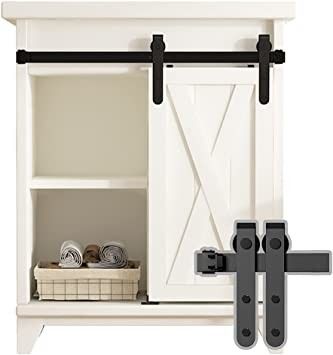 Double Door Cabinet Mini Barn Door Hardware Kit 8ft 10ft Black