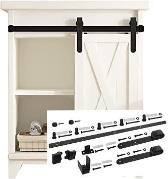 5Ft Mini Single Barn Door Hardware Kit Classic Strap J Shape Hanger