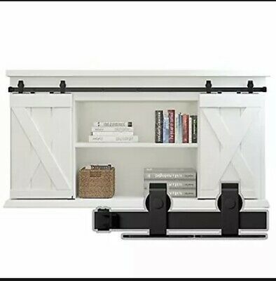 Black Powder Coated Finish Sliding Barn Door Hardware Kit For Furniture