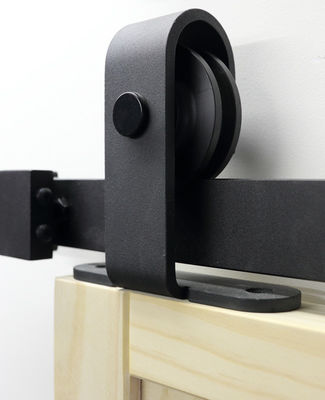 Black Powder Coated Finish Sliding Barn Door Hardware Kit For Furniture