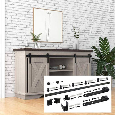 6 Ft Solid Steel Mini Barn Door Hardware Kit For Double Furniture Wood Doors
