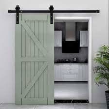 Black Matte Classic Design Single Barn Door Hardware Track Roller Kit