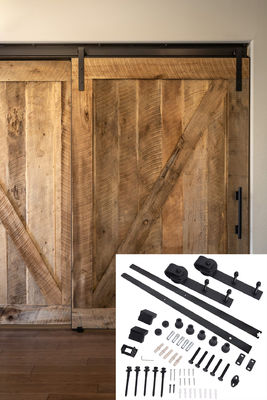 Black Matte Classic Design Single Barn Door Hardware Track Roller Kit