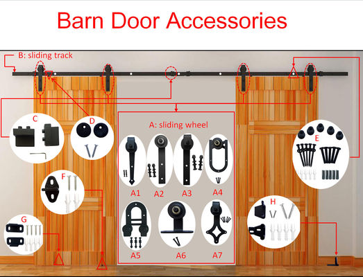 Ultra-quiet 8-foot black design slider Innovative in designer option, all-in-one warehouse door hardware kits