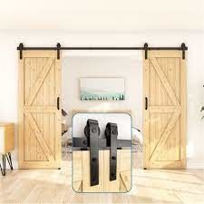 Hardware kit for a particularly strong and quiet sliding barn door Simple and easy to install Suitable for a wide 60-inc