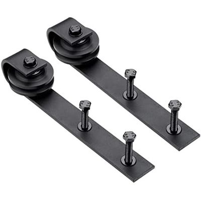 Black Rustic Basic Vintage Sliding Barn Door Hardware Kit J Shape