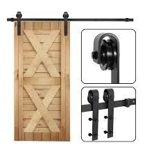 Classic J Shape Barn Door Hardware 6.6 Ft Black Carbon Steel