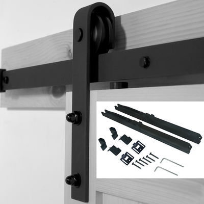 Sliding Soft Close Strap Rolling Barn Door Hardware Kit Black