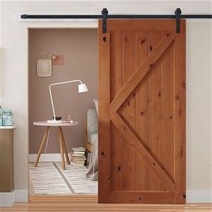 Black Soft Close Single Door Sliding Barn Door Track And Hardware Kit