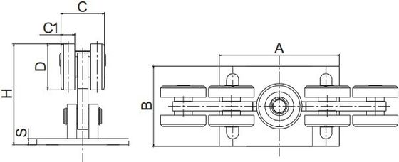 Zinc Silver Cantilever / Sliding Gate Roller Carriage Heavy Duty
